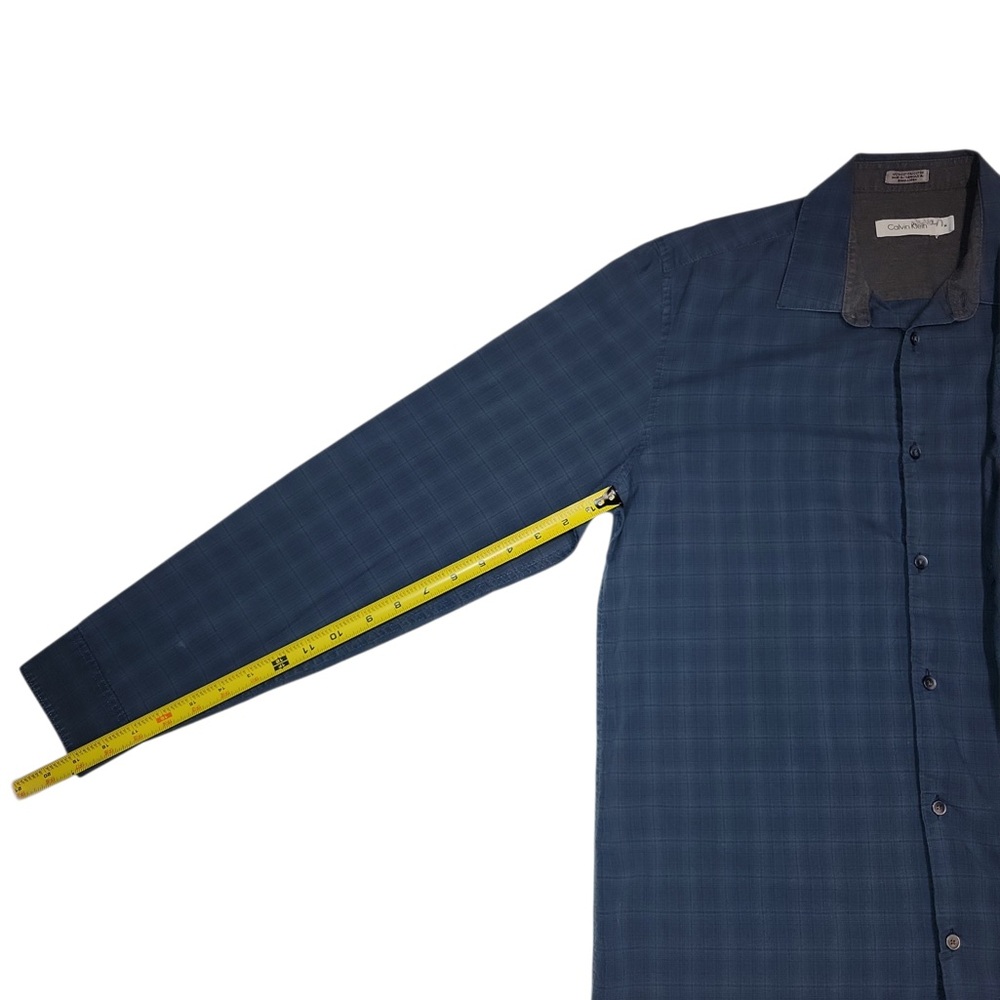 Calvin Klein Men's Slim Fit Long Sleeve Button Down Dress Shirts Navy Blue Sz M - Picture 5 of 9